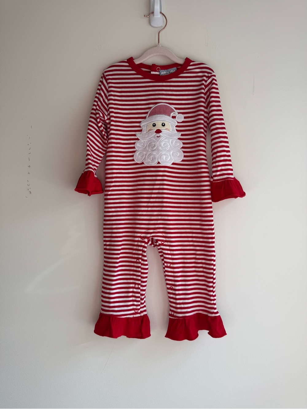 Red Striped Santa Kids Footie One-Piece
